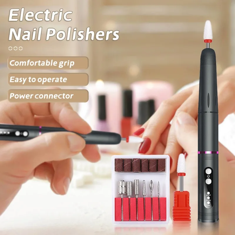 

New Electric Nail Polisher Drill Bits Pro Nails Grinding Polishing Dead Skin Removal Art Sanding File Pen Manicure Machine