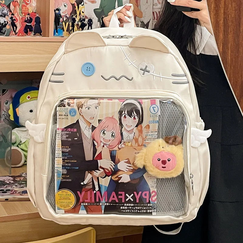 Cute Anime Cartoon Shoulder Bag New Transparent Pocket Backpack Girl Kawaii Knapsack Student Bag Packet Kids Gifts Toys