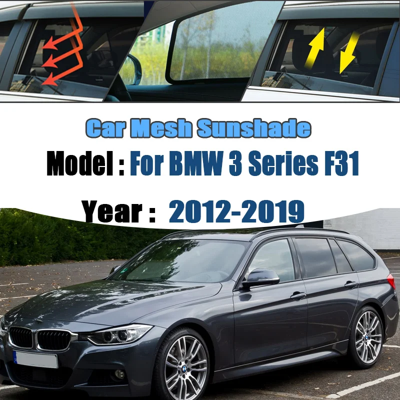 Car Mesh Sunshades For BMW 3 Series F31 Touring 2012-2019 Window Sun Visors Magnetic Privacy Curtains Mosquito Auto Accessories