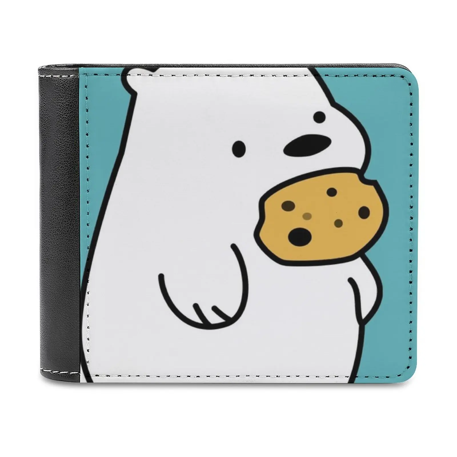 Ice Bear Cookies Leather Wallet Credit Card Holder Luxury Wallet Ice Bear Bears Ice Wbb Tv Show Cartoon Children Girls Cute