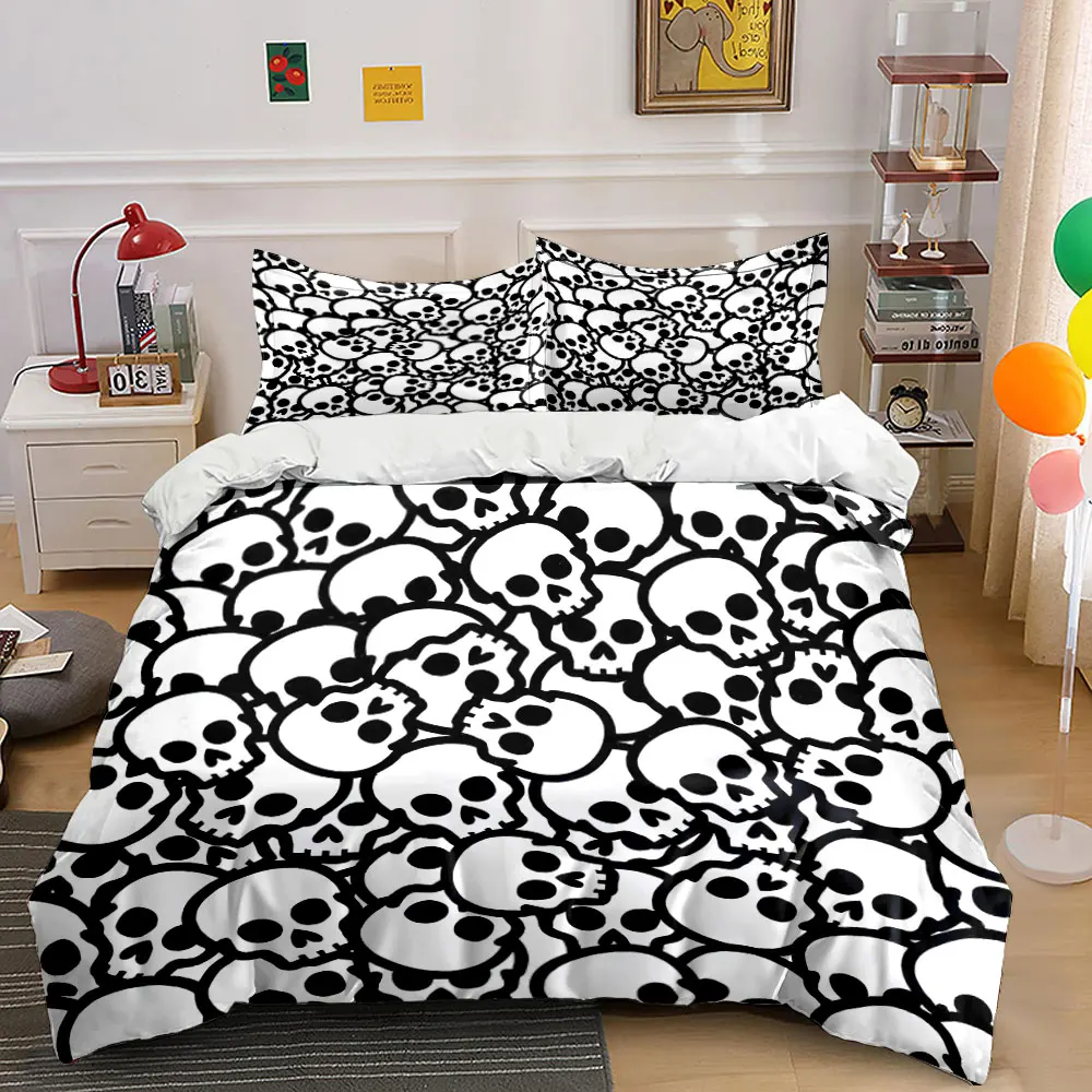 

Stacked skull pattern design Printed Duvet Cover Set 1 Duvet Cover+2 Pillowcase Multi Size Bedroom Bedding Decor Luxury gifts