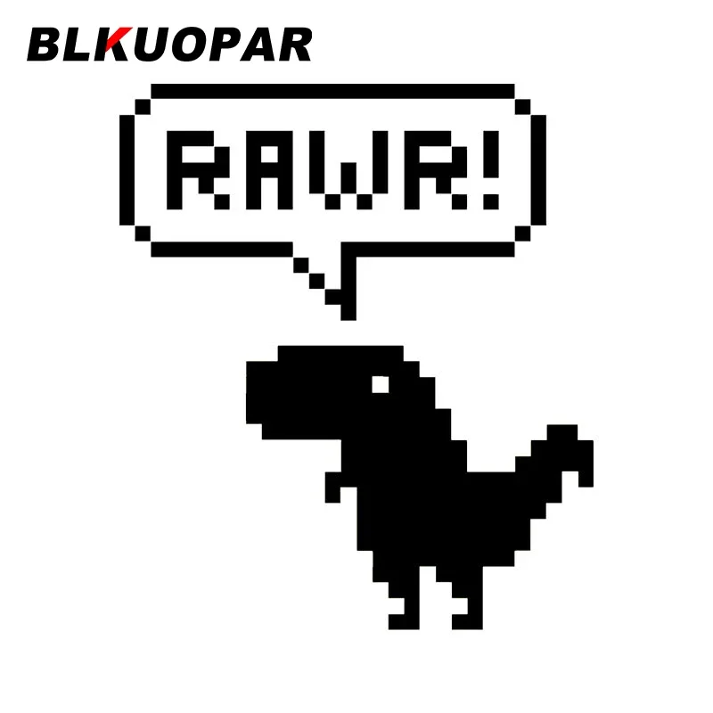 

BLKUOPAR Pixelated Cartoon Dinosaur Saying Rawr Car Sticker Waterproof Occlusion Scratch Vinyl Decal Creative Funny Helmet Trunk