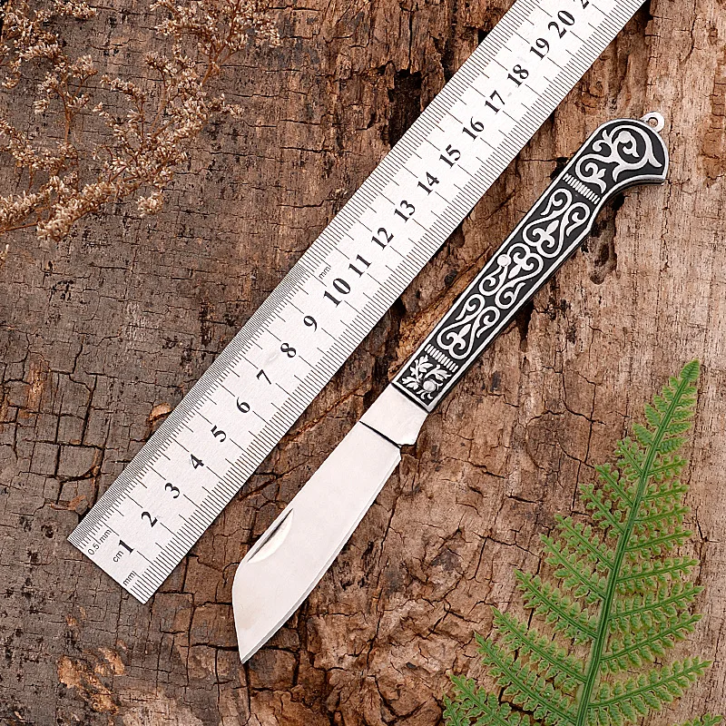 Wholesale Fruit Paring Knife Stainless Steel Folding Blade Copper Head Resin Hand 3D Pattern Utility Pocket EDC Tool