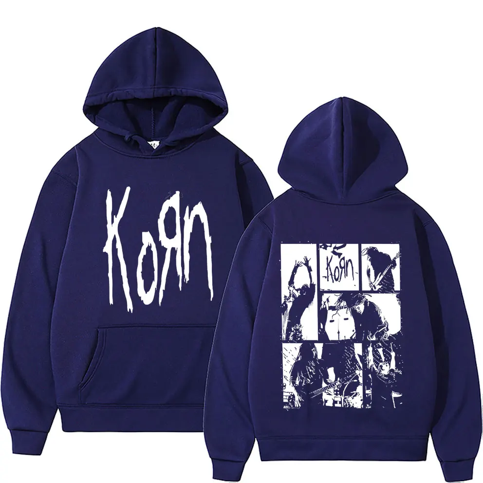 Alternative Nu Metal Rock Band Korn Double Sided Graphic Hoodie Men Gothic Vintage Pullover Tracksuit Male Fleece Cotton Hoodies