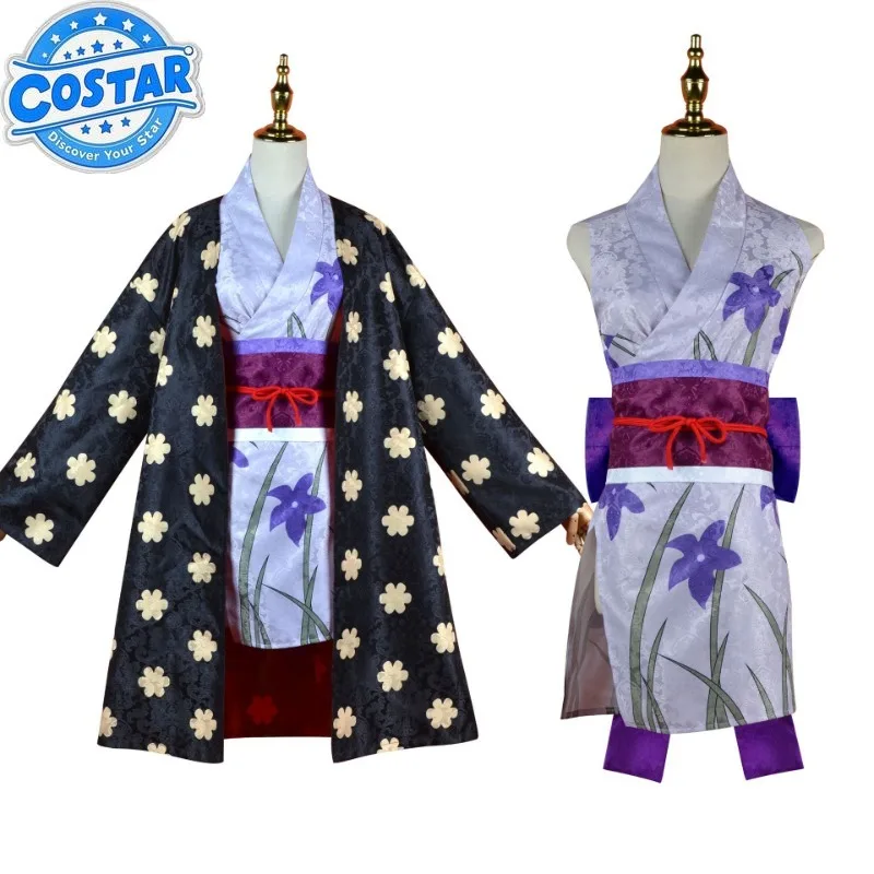Feminino miss allsunday nico robin cosplay traje impressão uniforme kinomo vestido peruca roupa halloween carnaval terno personalizado