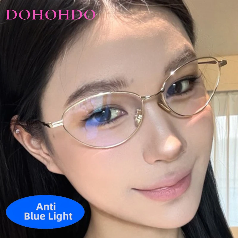 Classic Luxury Metal Cat Eye Women's Glasses Designer Brand Optical Spectacle For Computer Play Games Anti-Blue Light Eyewear