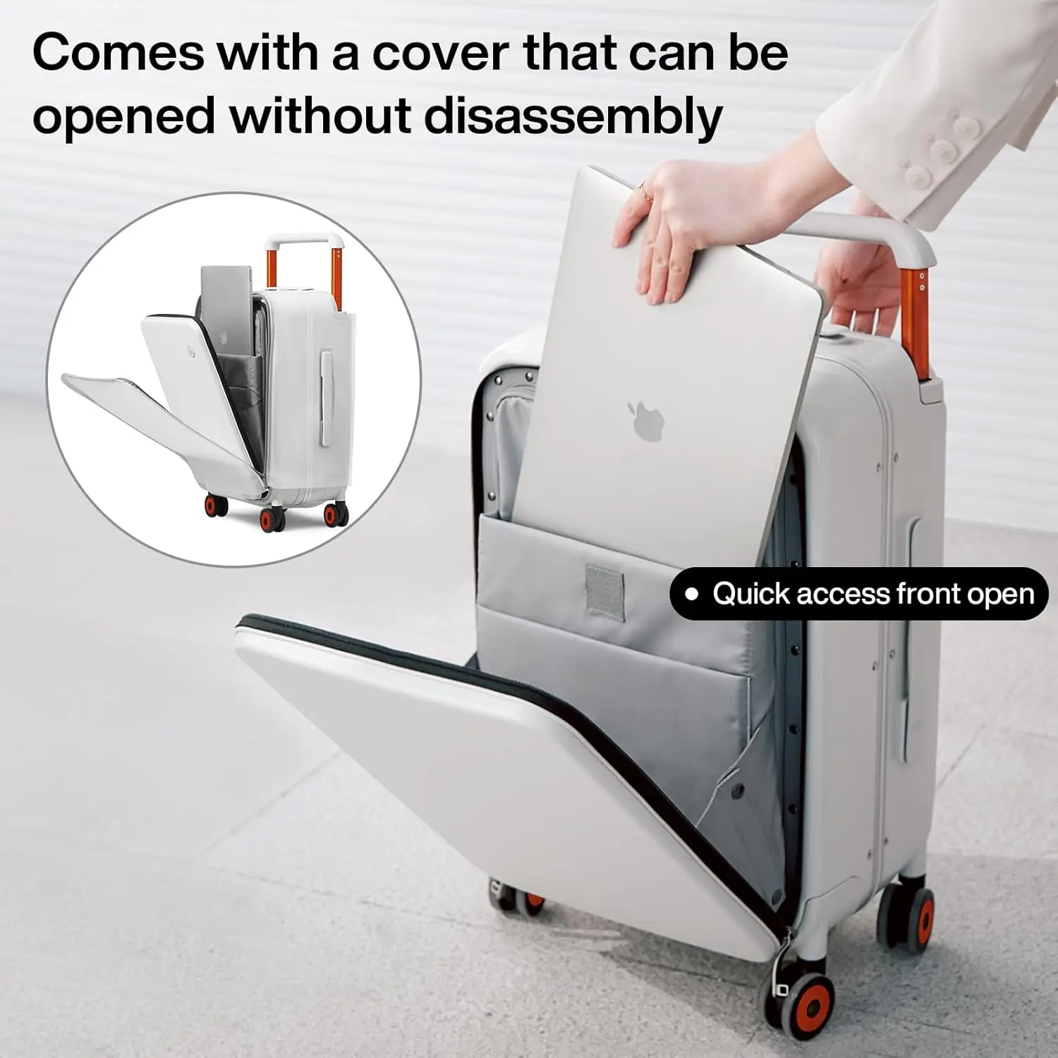 Carry On Luggage Wide Handle Luxury Design Rolling Travel Suitcase PC Hardside with Aluminum Frame Hollow Spinner Wheels