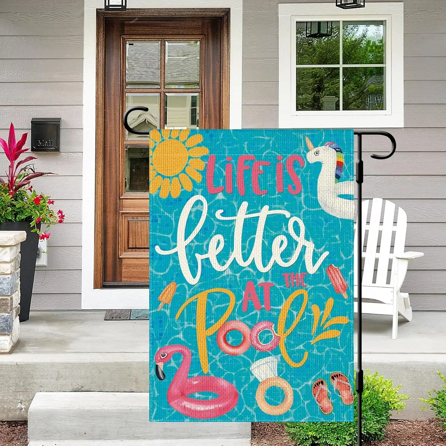 DLZDN Life is Better at the Pool Garden Flag Summer Pool Garden Flag 12×18 Inch Double Sided Vertical Burlap Farmhouse Yard  PPZ