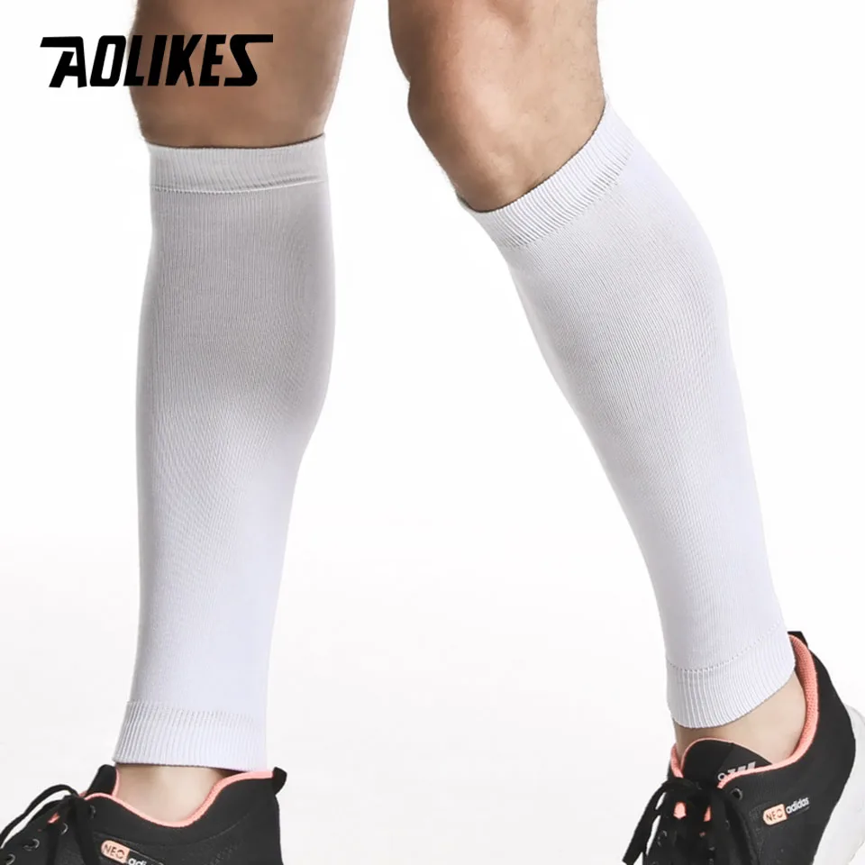 AOLIKES-كم ضغط الساق ، أكمام دعم الساق ، تخفيف الألم ، جوارب حماية للياقة البدنية ، الجري ، كرة السلة ، زوج واحد