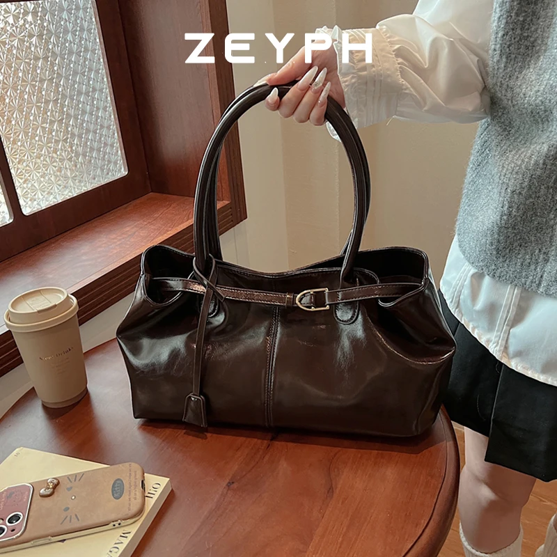 

Zeyph Retro Rivets Design Hobo Bucket Bags for Women Small PU Leather Shoulder Bag 2025 Luxury Designer Purses and Handbags