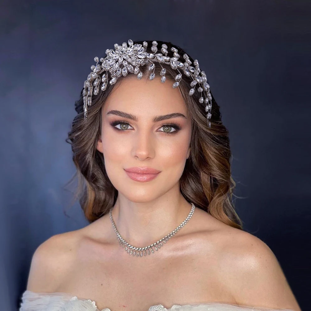 

Bride Headbands Wedding Tiara Hair Accessories Wedding Jewelry Sets Rhinestone Crown Banquet Woman Headpiece Crystal Headdress