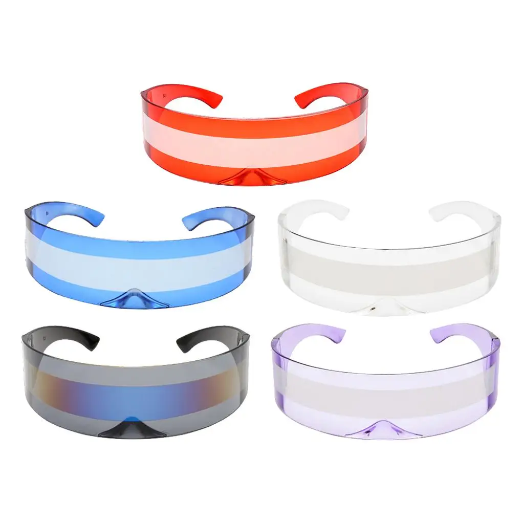 80s Futuristic Glasses Cyberpunk Visor with Semi Translucent Mirrored