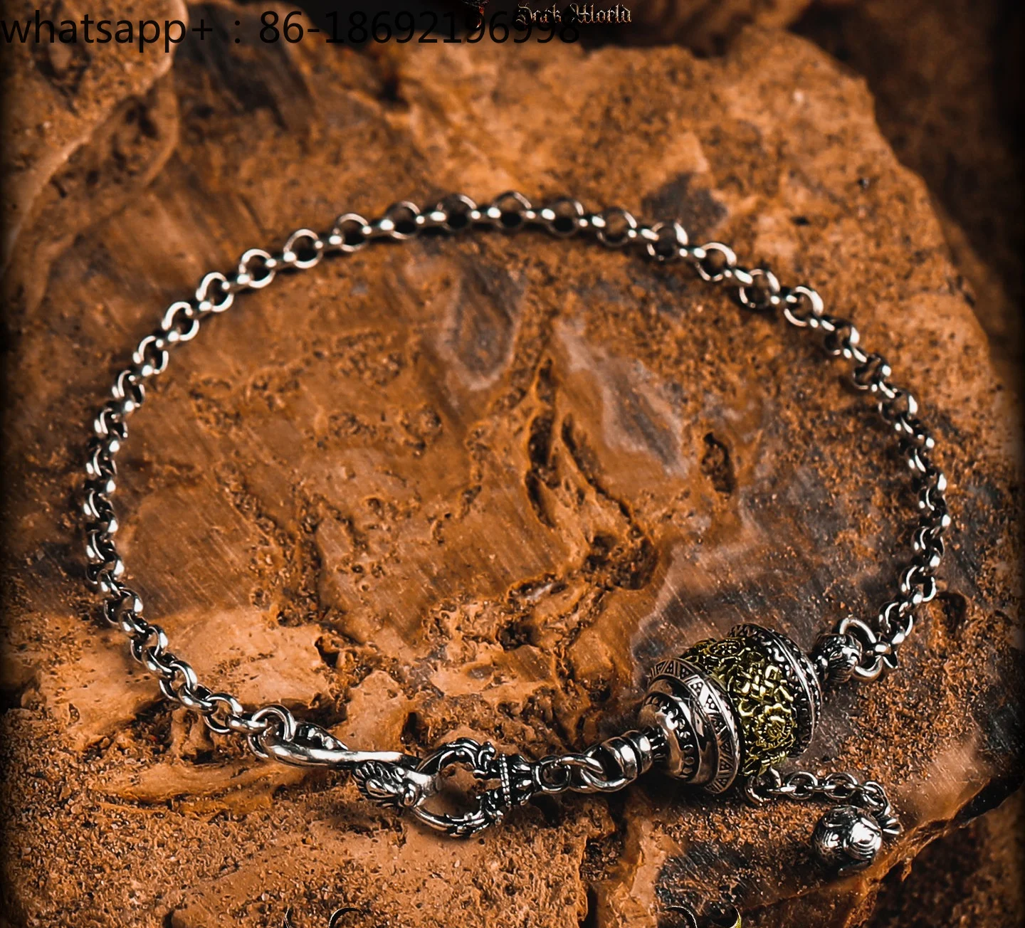 [Secret Pattern] Guochaofeng 925 Silver Bracelet Men's Advanced Sense Retro Eight Treasures Runner