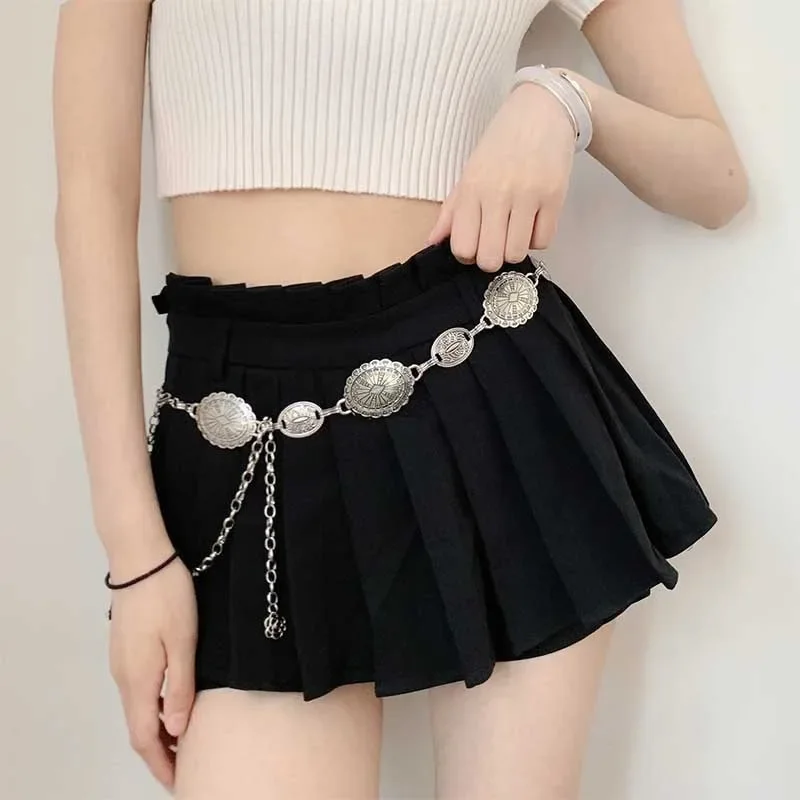 Metal Bohemia Waist Chain Women Vintage Hollowed-out Carved Silver Gold Crop Tops Decoration Waist Belt Dress Jewelry Accessory