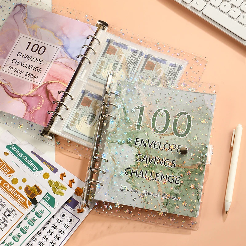 Desafío de Ahorro de 100 días, carpeta de desafío de ahorro de dinero, cuaderno, presupuesto de efectivo, organizador, juego de ahorro de dinero, 100