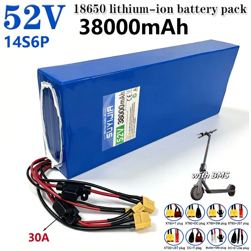 14S6P 52V 38Ah 18650 Lithium Battery Pack Built-in20A Balanced 1500W High-power Electric Tool Backup Battery for Zero 10/10x