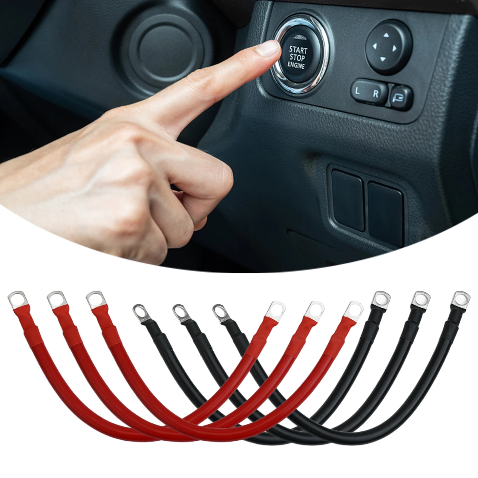 

For Automotive Essential Set of Six Robust and Flexible PVC Insulated Battery Cables Measuring Twelve Inches Each