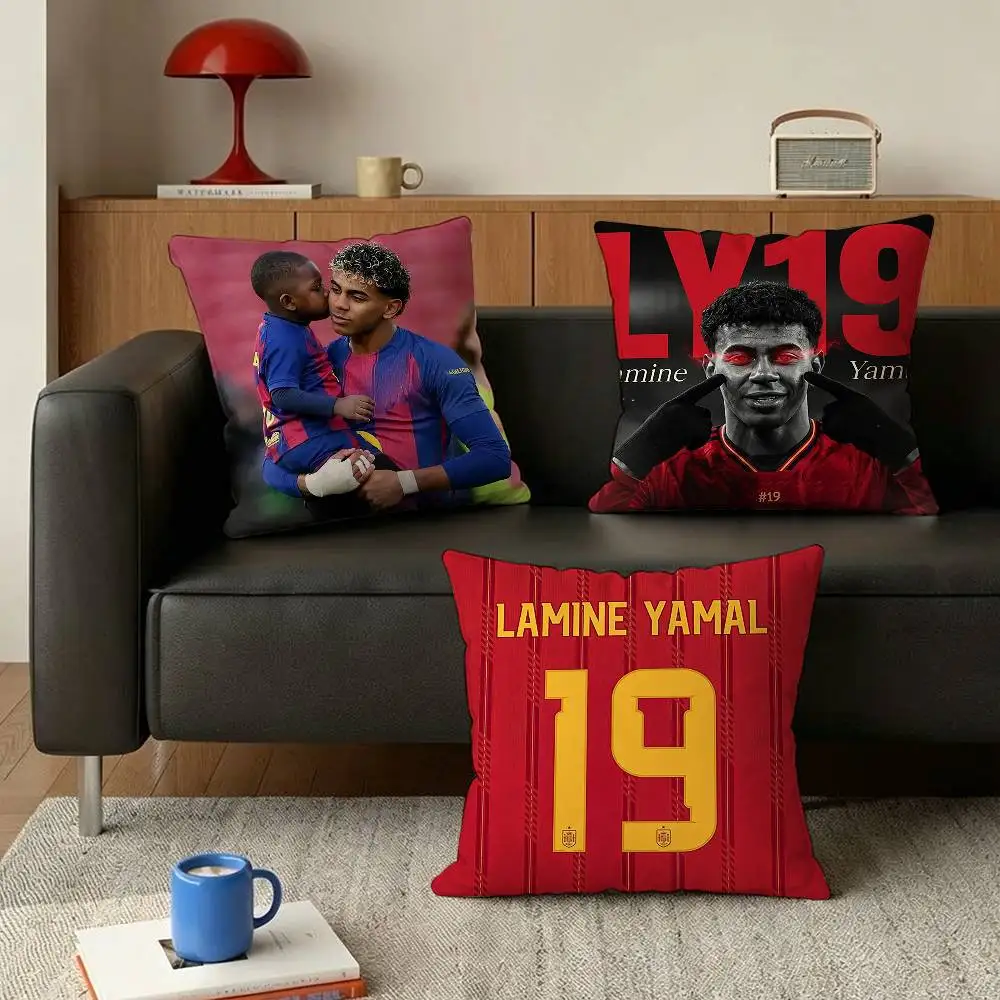 football Lamine Yamal   Various Sizes Square Pillow Case For Car Home Bedchamber Decor