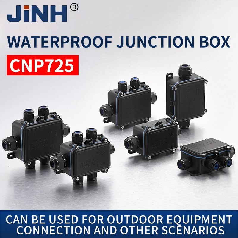 

JINH CNP725 IP68 Waterproof External Junction Box Rainproof Connector 2 3 4 5 6 Way Wiring Terminal Blocks Outdoor Universal