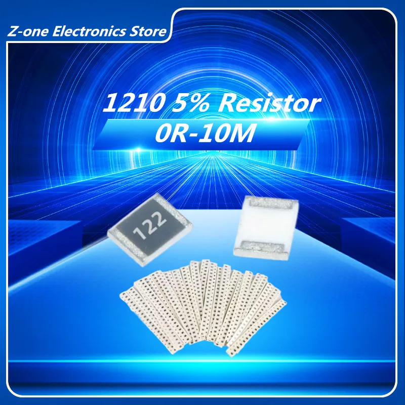 100pcs 1210 5% SMD Chip Resistor resistors 0R - 10M 0 10 100 240 470 ohm 0R 12R 100R 150 300R 470R 1K 2K 3K 4.7K 10K 100K 1M 10M