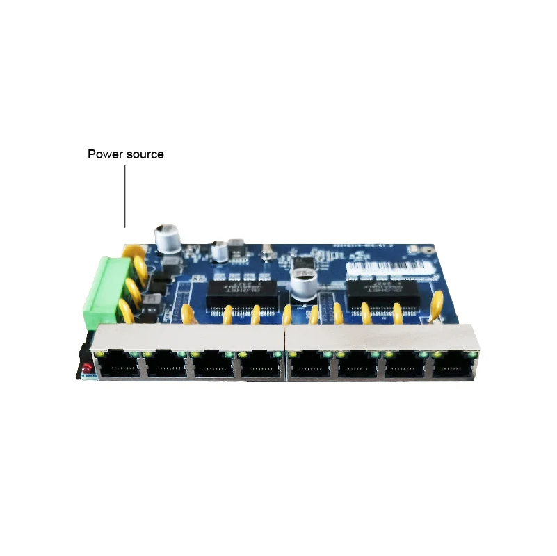 PCBA Ethernet de 8 puertos de 100Mbps de grado industrial con puertos RJ45 de 8*100Mbps