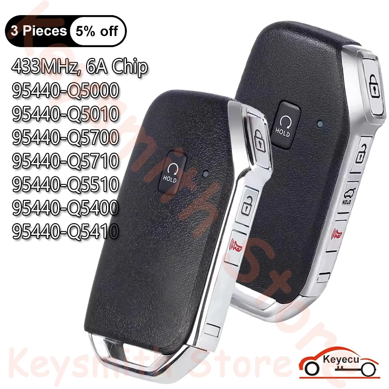 

KEYECU 4 5 Buttons 433MHz 6A Chip for Kia Seltos 2020-2024 Smart Remote Key Fob 95440-Q5000 Q5010 Q5700 Q5710 Q5510 Q5400 Q5410