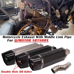 For QJMOTOR SRT800X SRT 800X Motorcycle Exhaust Escape System Modified Double Hole Muffler With Middle Link Pipe DB Killer