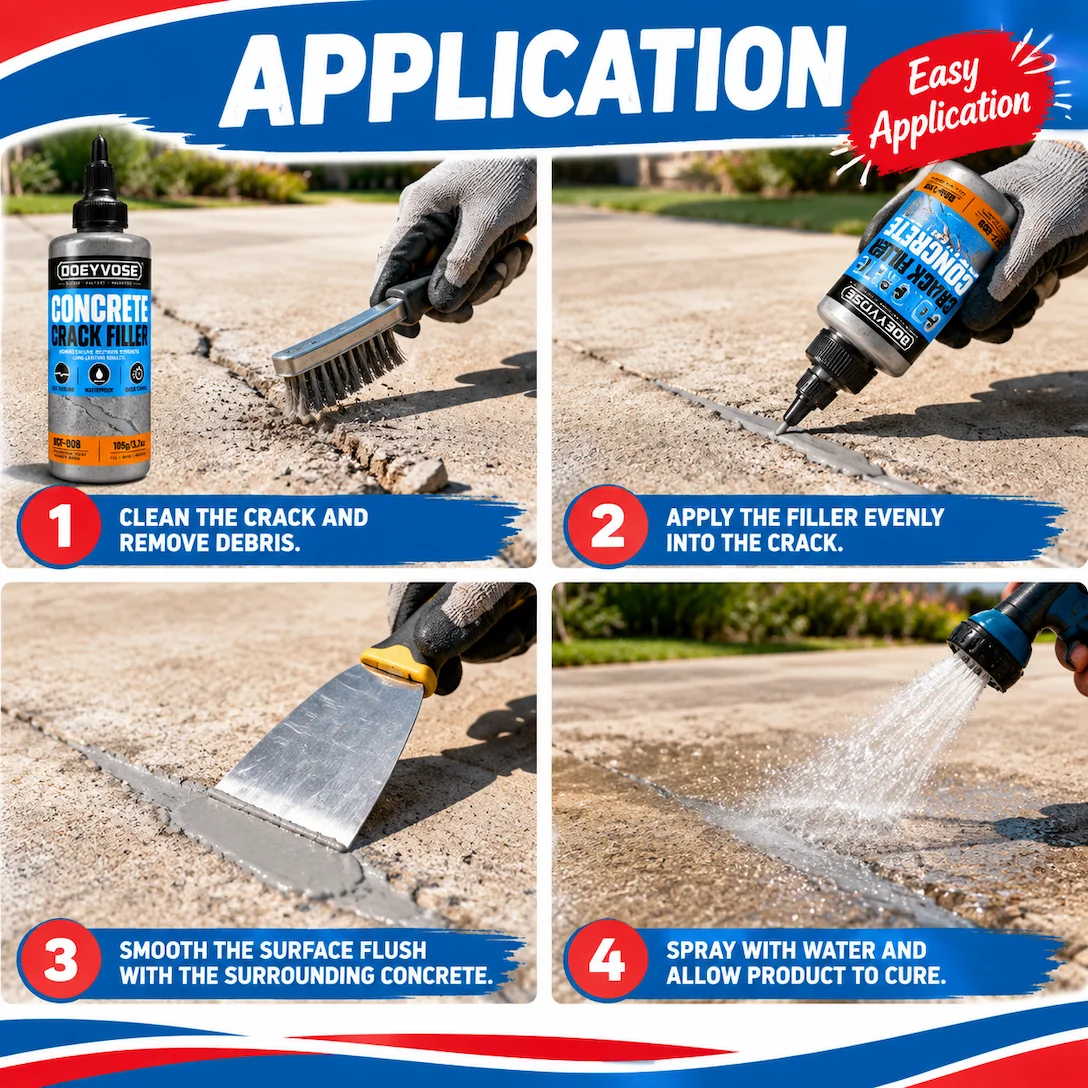 105g Concrete Crack Repair Sealant Self-leveling Cement Filler for Basement & Garage Floor Cracks