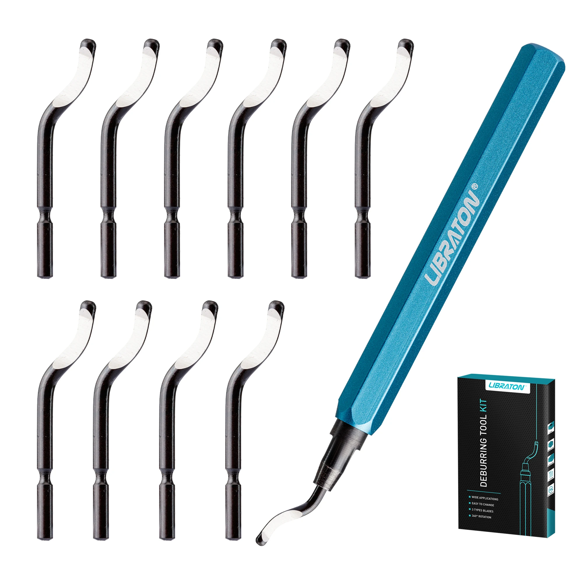 Deburring Tool with 11 Extra Blades Burr Cutter Trimming Knife Scraper Deburring Tool DIY Edge Cutter Router Bit Rotary Deburr