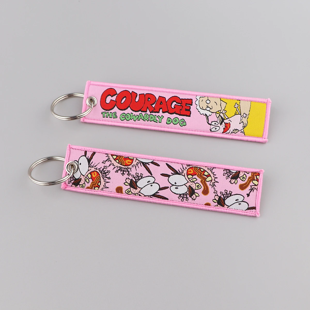 YQ1238 Courage Dog Key Tag Keychain Cartoon Llavero For Motorcycle Women Men Bags Jewelry Pink Keychain Key Ring Kids Gift