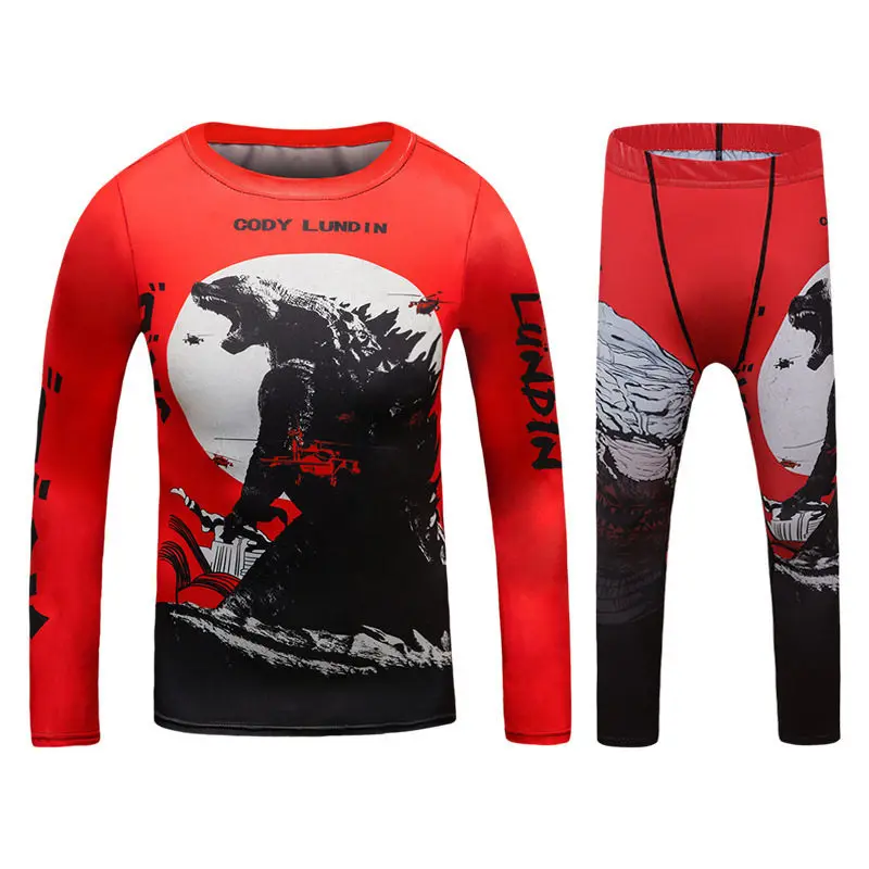 Camisetas de boxeo MMA para gimnasio para chico, ropa interior para bebés, conjunto deportivo, traje Rashguard Kickboxing, pantalones ajustados, traje deportivo para niños BJJ 170