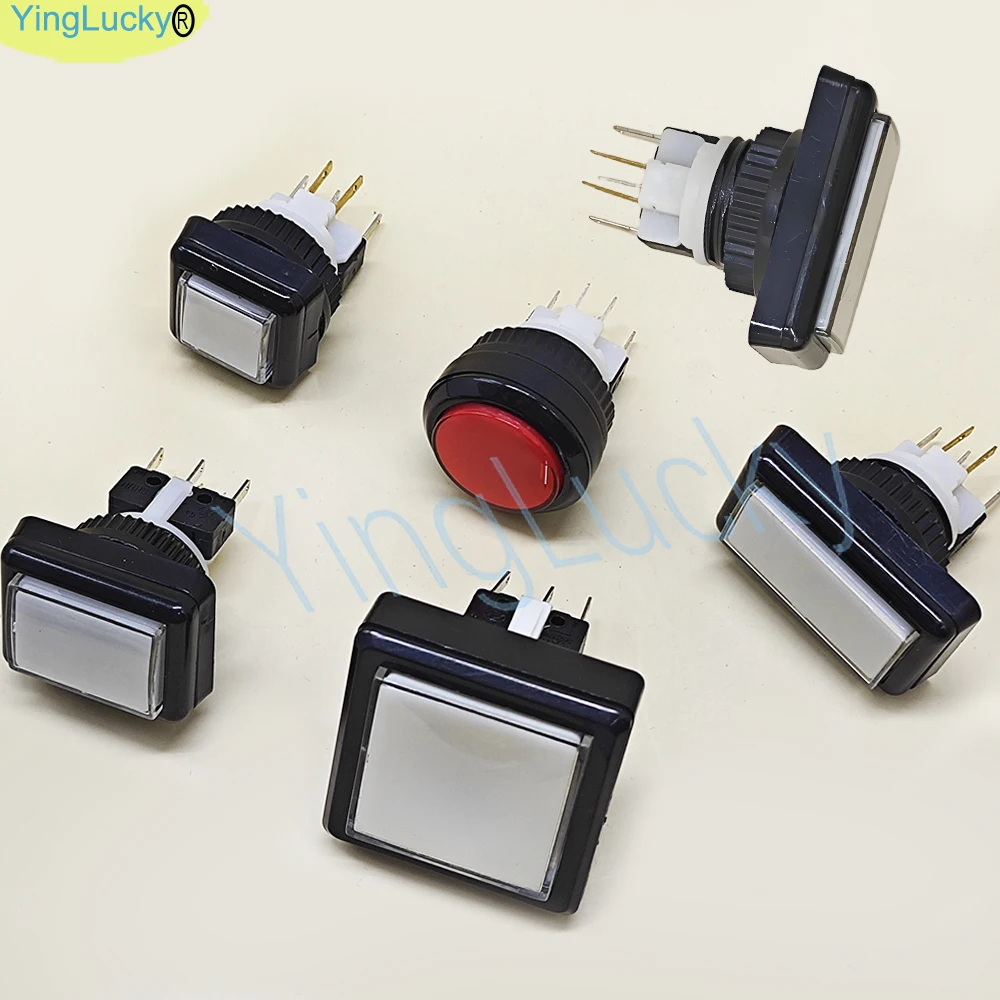 

Аркадная светодиодная прямоугольная кнопка европейского типа, европейский стиль, 27 мм 44 мм квадратная кнопка со светодиодной подсветкой и микропереключателем для игр