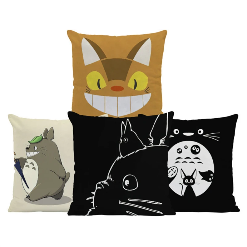 

Japanese Anime Funny Happy Cat Pillows Case Decor Home Huge Kitten Decorative Pillowcases Home Decor Aesthetics 40x40 45x45