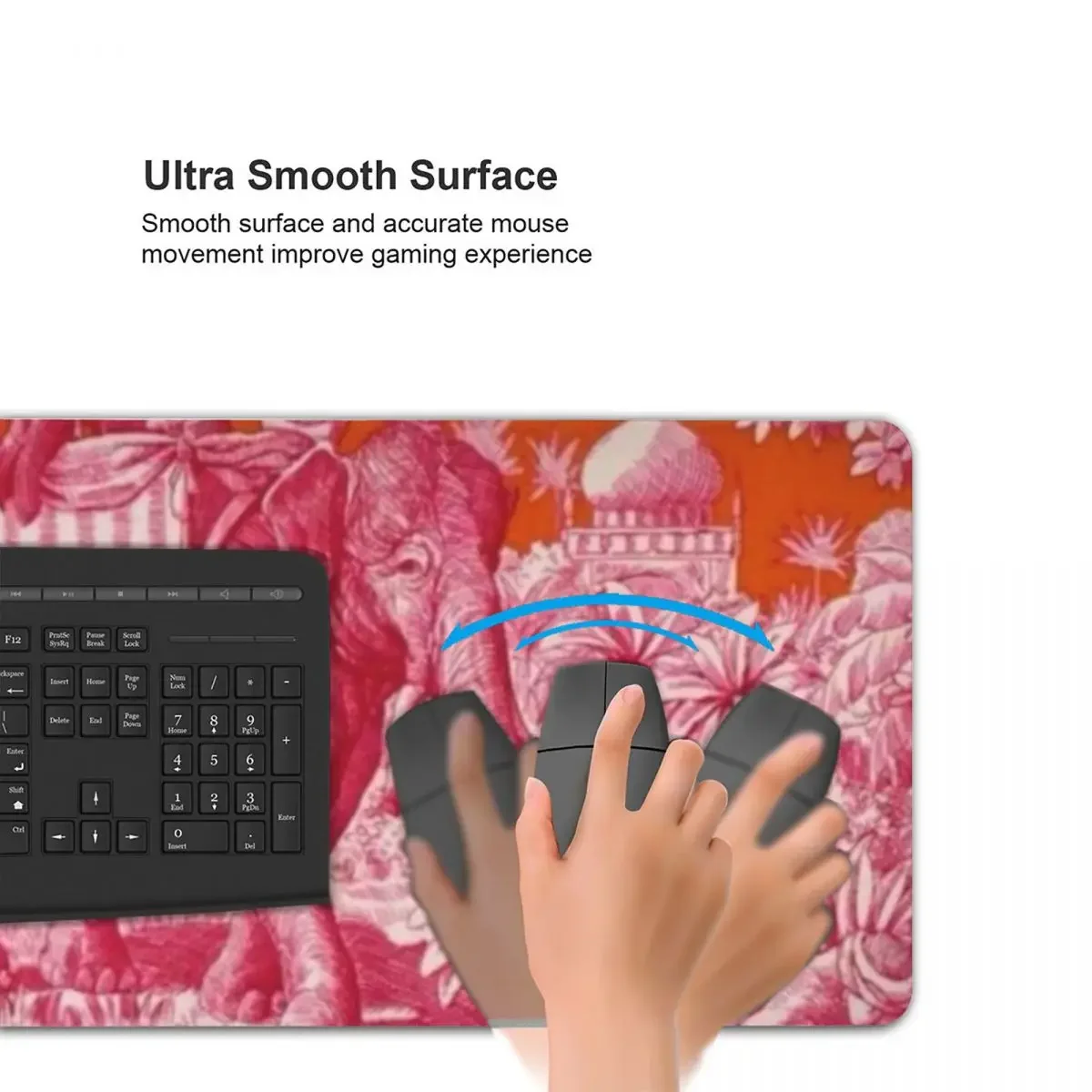 Toile De Jouy - Pink And Orange Large Mouse Pad Computer Keyboard Mouse Mat Gaming PC Laptop Desk Mat Accessories Table Mats