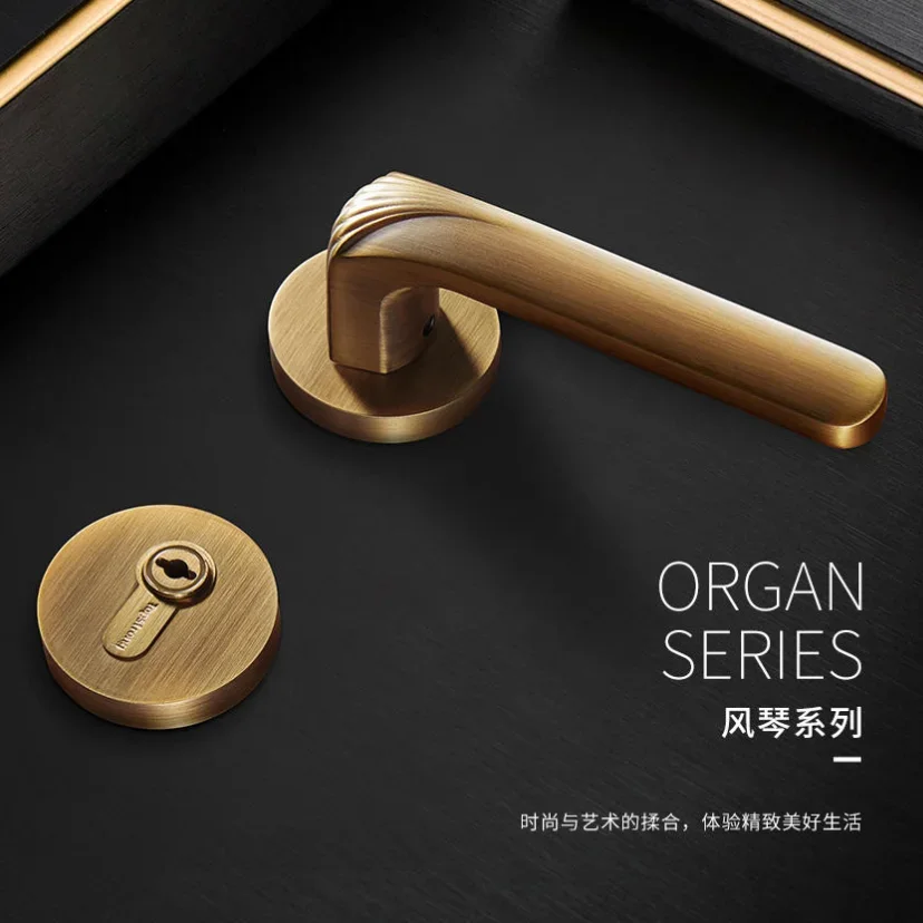 Light luxury pure copper lock indoor door split lock solid wood door retro copper mechanical home door handle CD227213