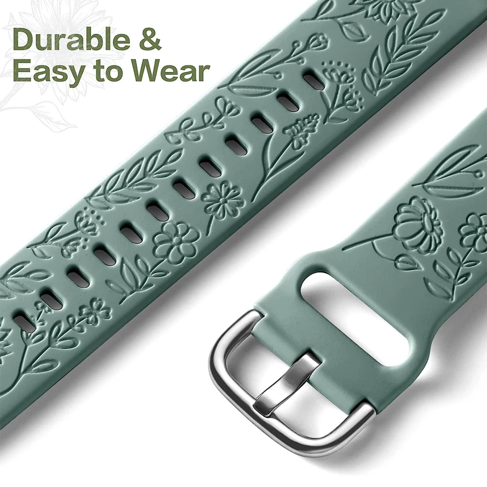 YAYUU Bandas grabadas con girasoles de 20 mm para Samsung Galaxy Watch 5/Watch 4/Watch 6 40 mm 44 mm/Galaxy Watch 5 Pro 45 mm/Galaxy Active 2