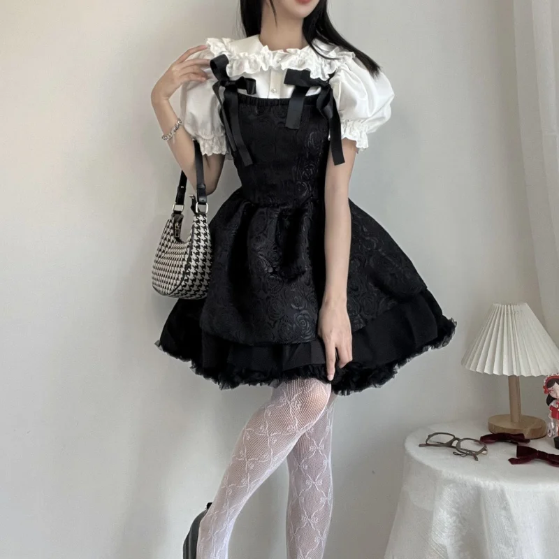 2022 New Removable Flare Sleeves Shirts White Ruffle Women Gothic Fairy Aesthetic Doll Collar Tops Y2K Harajuku Lolita Blouses