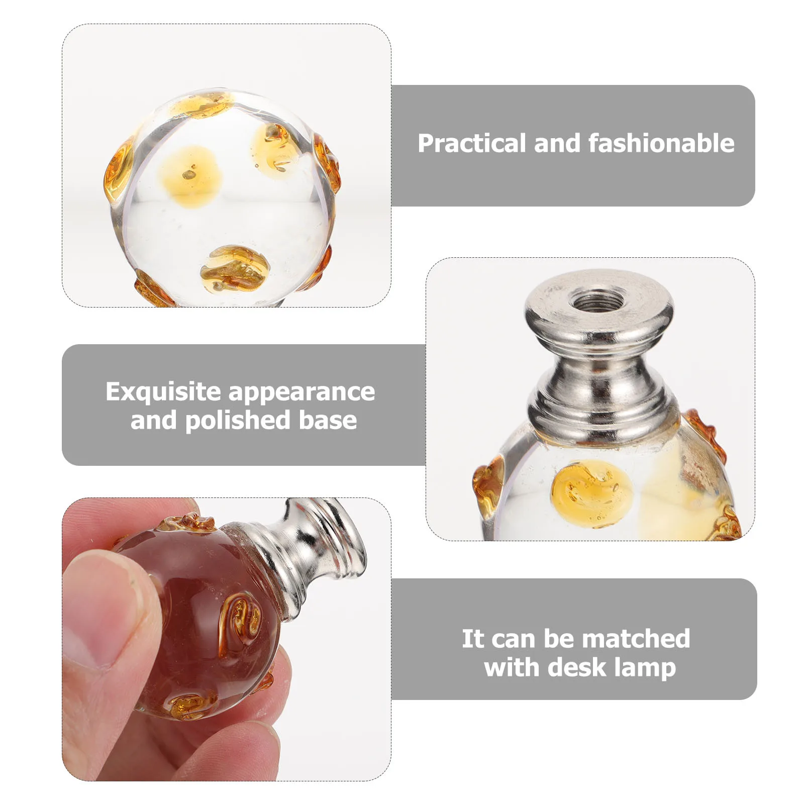 

2 шт., прозрачный стеклянный абажур, стильное украшение для лампы, крышки для настольного светильника, ручка, практичный декоративный аксессуар для жизни