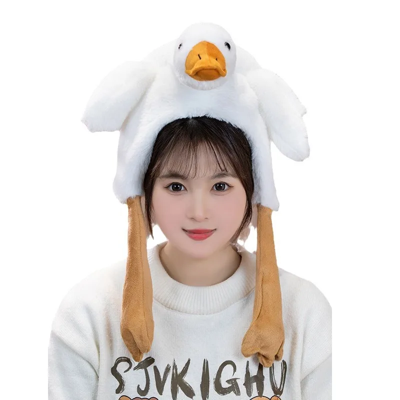 Goose Duck Ear Move Hat Cute Jumping up Soft with Air Bags Hat for Halloween Xmas Christmas Costume Hat Gift for Kids Adult