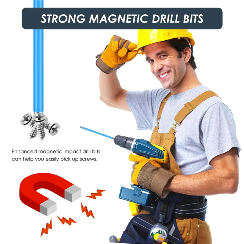 

YLS-42 Pcs Magnetic Screwdriver Bit Set 1/4 Inch Hex Shank Impact Driver Bit 1"- 6" Length Steel Anti Slip Drill Bits