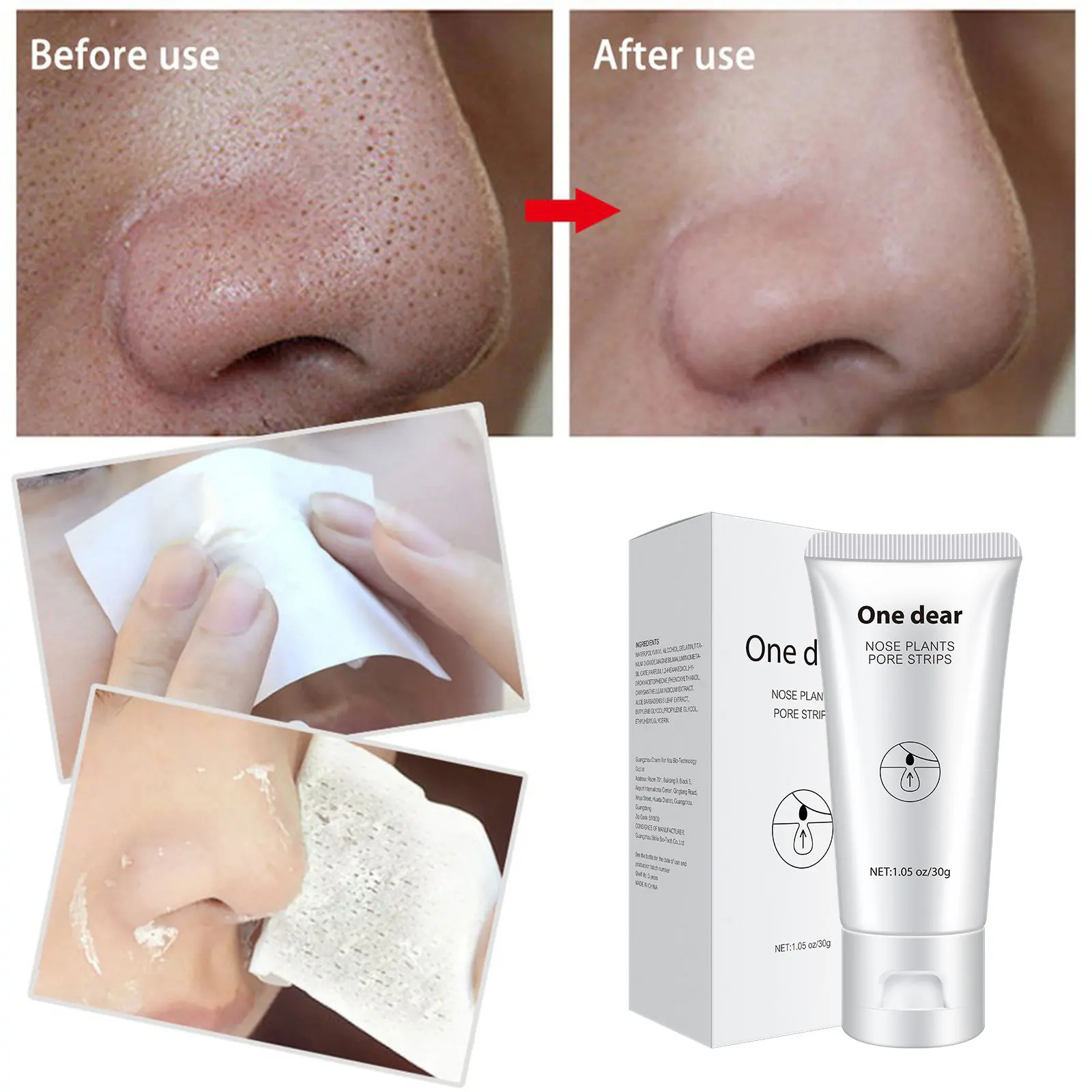 Blackhead nasal mask with 60 sheets of paper blackhead suction tear-off facial cleansing nasal mask cream remove acne fine pores