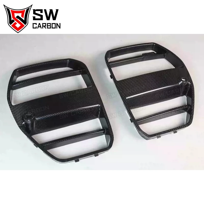 High Quality BMW M3 G80 G81 M4 G82 G83 Dry Carbon Fiber ST Style Car Front Bumper Grille Air Intake Frame Center Mesh Body Kit