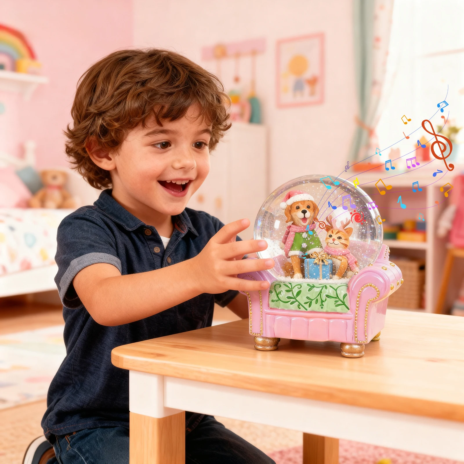 

Animal Interior Christmas Snow Globe, Holiday Decoration Ornament, Unique Gift for Family Friends, Festive Home Tabletop Decor f