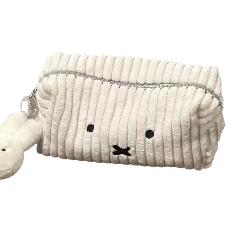 Miffy Plush Corduroy Pen Bag Large Capacity Makeup Pouch Stationery Organizer Pencil Case Simple Korean Style School Supply view 4