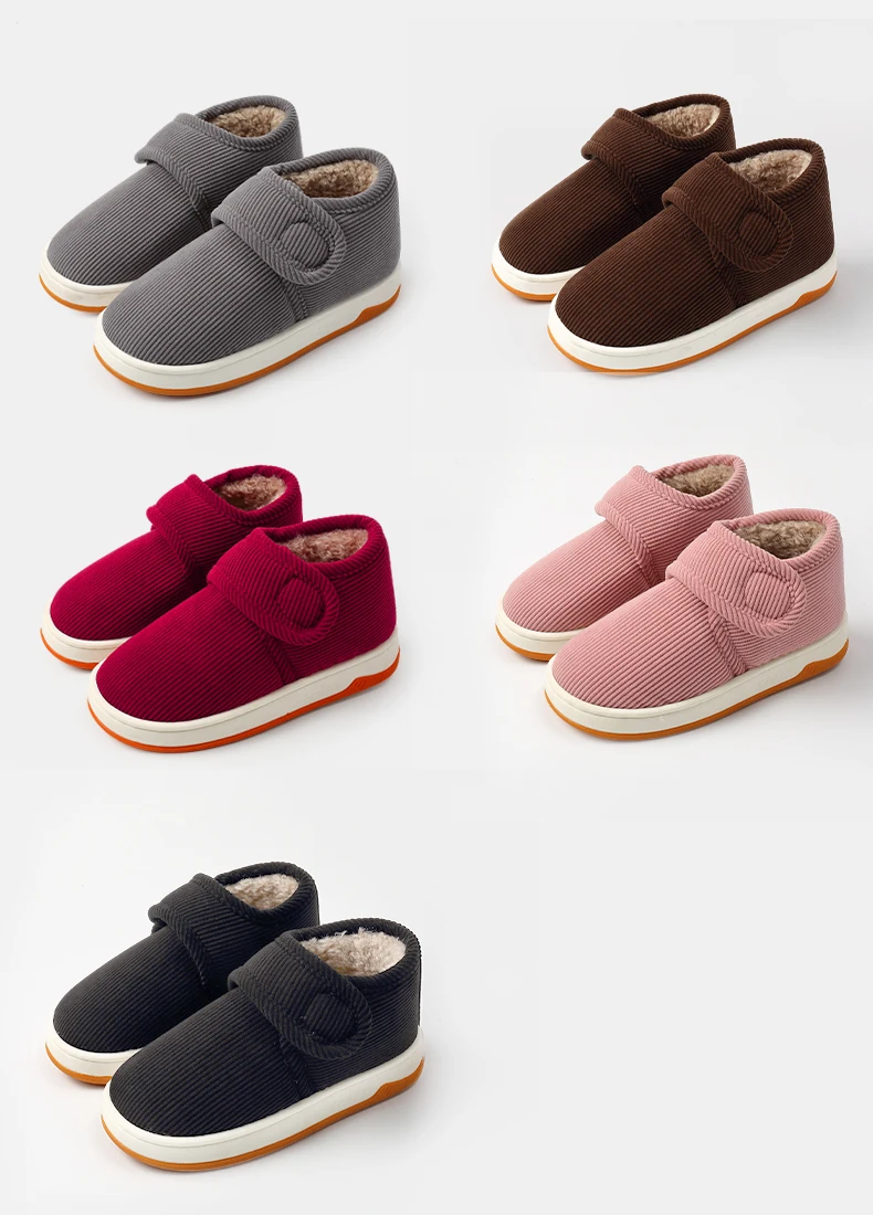 Winter-Warmhausschuhe für Senioren, Damen und Herren, mit verstellbarem Riemen, Cord-Baumwollschuhe, weiches Plüschfleece-Futter, rutschfeste Hausschuhe. – Detail 15