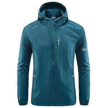 Summer Outdoor Quick Dry Sun-Protective Thin Jacket Men Hiking Fishing Cycling Hooded Gym Sport Windbreaker Ultra Light Coats 5