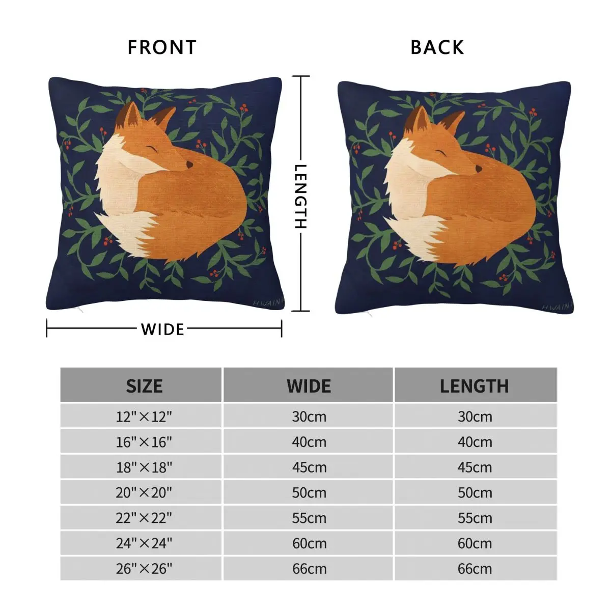 Cozy Baby Fox Square Pillowcase Polyester Linen Velvet Printed Zip Decorative Bed Cushion Case