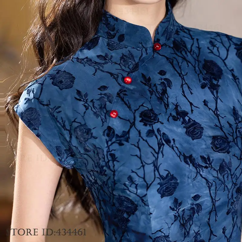 

Новое длинное винтажное классическое традиционное китайское платье Cheongsam, восточный костюм, сексуальное тонкое женское платье Ципао с цветочным принтом, Vestidos