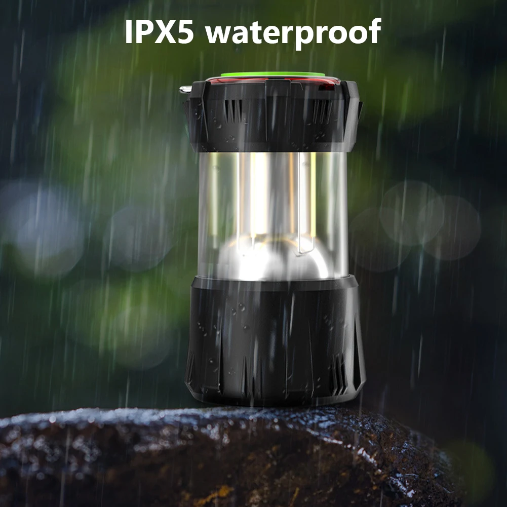 ABS Camping Lantern Portable Battery Powered Camping Lights With 9 Lighting Modes IP65 Waterproof Rechargeable LED Flashlight