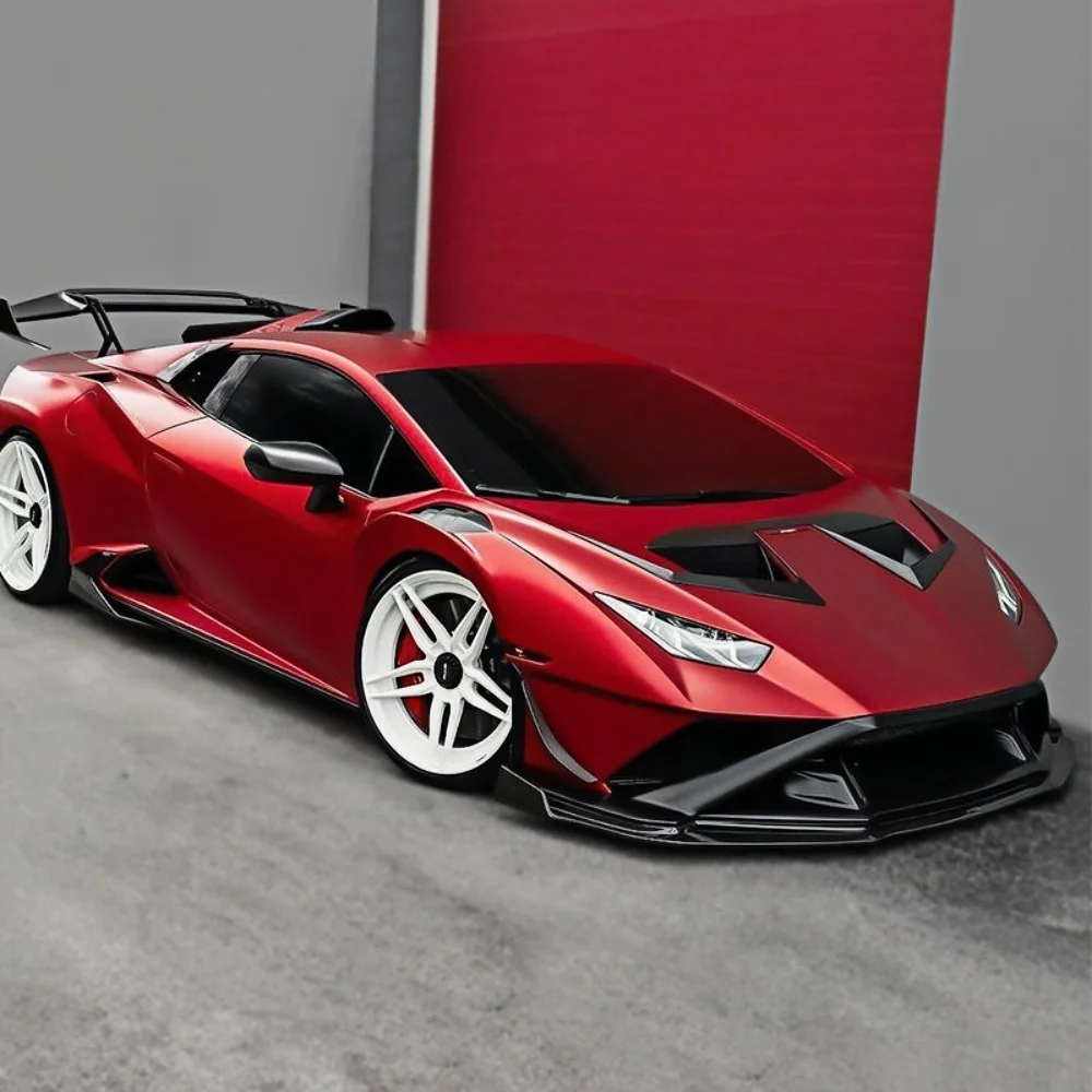 Modified V-style Dry Carbon Fiber Front Lip Side Skirt Decorative Wind Blade Small Surround Kit for Lamborghini Hurricane STO